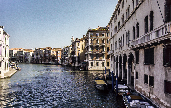 Blick von der Ponte di Rialto: Canal Grande und Fondaco dei Tedeschi Venedig 1985
