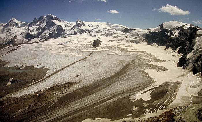 Walliser Alpen Gornergletscher mit Monte Rosa