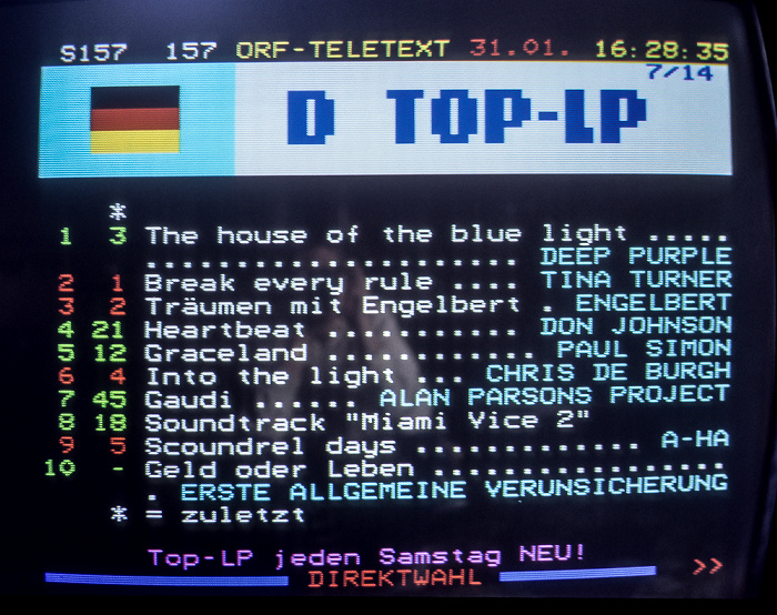 H.-M.-Schleyer-Halle: Deep Purple Stuttgart Top Ten LPs Deutschland 31.1.1987: Nr. 1 Deep Purple - The House of Blue Light