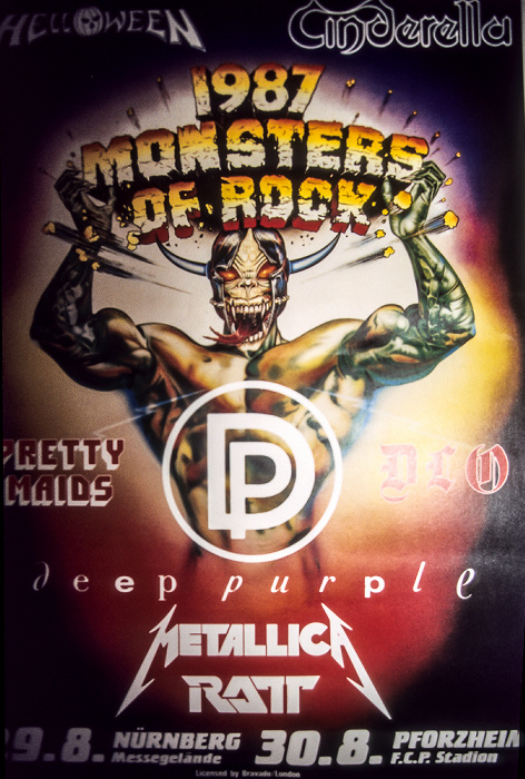 FCP-Stadion: Monsters of Rock mit Deep Purple, Dio, Metallica, Ratt, Cinderella, Helloween Pforzheim Monster of Rock Konzertplakat 29.8. Nürnberg / 30.8. Pforzheim