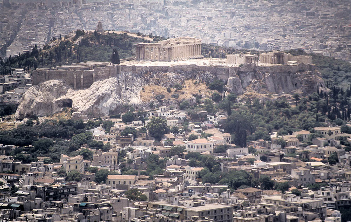 Blick vom Lykabettus (Lykavittós): Akropolis Athen
