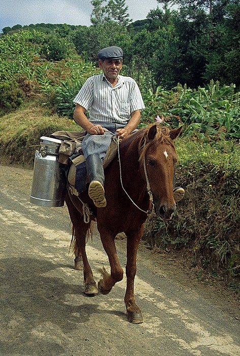 Reiter mit Milchkannen Caldeira das Sete Cidades