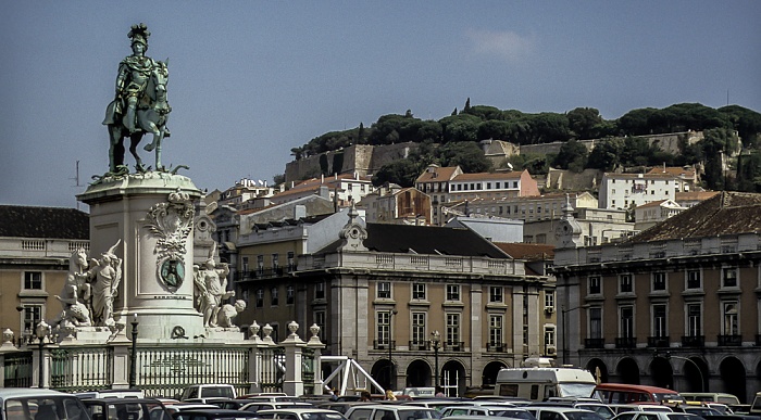 Baixa: Praça do Comércio mit dem Reiterdenkmal König Josés I. Lissabon 1992