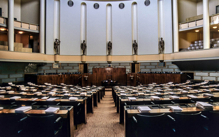 Helsinki Parlamentsgebäude (Eduskuntatalo, Riksdagshuset): Plenarsaal