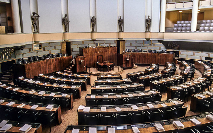 Helsinki Parlamentsgebäude (Eduskuntatalo, Riksdagshuset): Plenarsaal