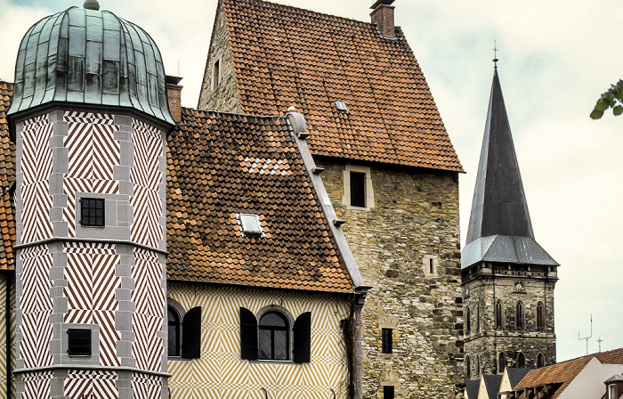 Osnabrück Altstadt: Ledenhof (Alte Münze) - Treppenhaus, Palas, Steinwerk