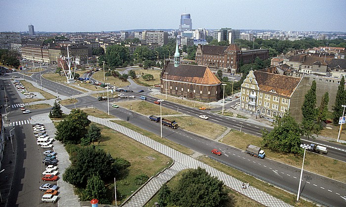 Schloss der pommerschen Herzöge: Blick vom Glockenturm: Schlosstraße (Trasa Zamkowa) Stettin