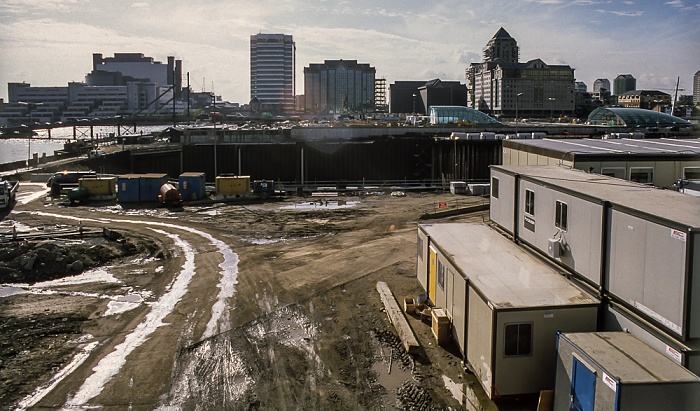 Isle of Dogs (Docklands): Canary Wharf Tube Station (Baustelle) London 1998