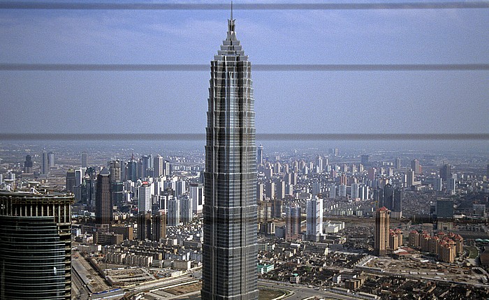 Shanghai Blick vom Oriental Pearl Tower: Jin Mao Building, Pudong Bank of China Tower