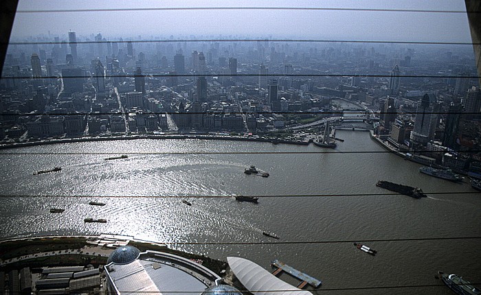 Blick vom Oriental Pearl Tower: Huangpu, Puxi Shanghai