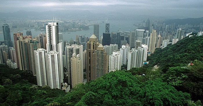 Hongkong Blick vom Victoria Peak Tower Causeway Bay Central Hong Kong Island Hung Horn New Territories Tsim Sha Tsui Victoria Hafen Wan Chai