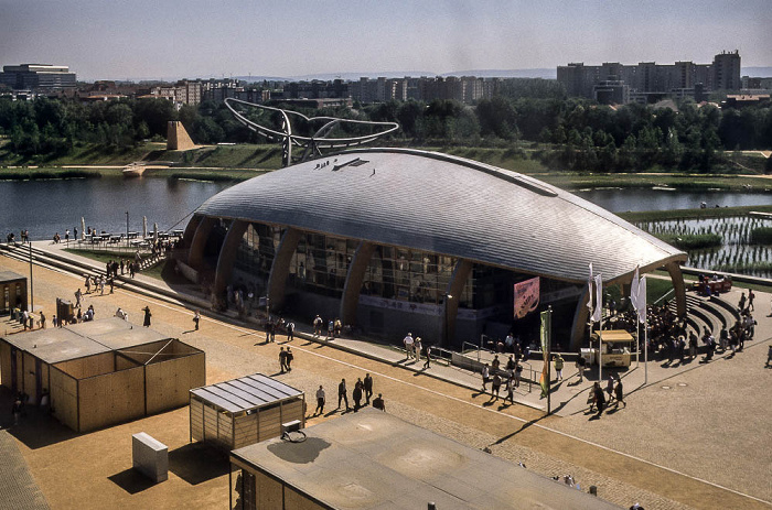 EXPO 2000: Blick aus der Seilbahn - Pavillon der Hoffnung / Wal, EXPO-Park Hannover