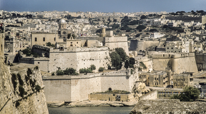 Blick von der Lascaris Battery: Birgu mit dem Fort Saint Angelo Valletta