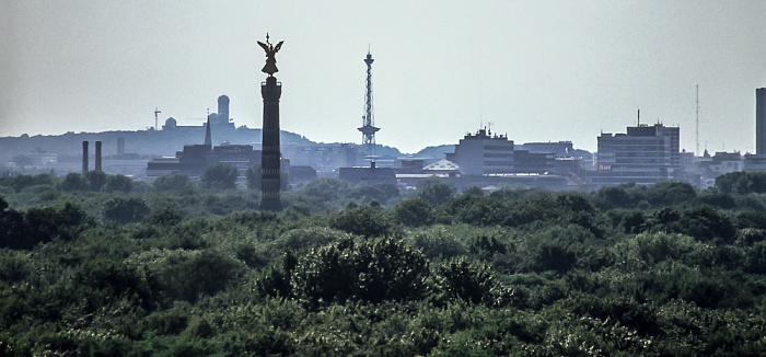 Blick vom Dach des Reichstagsgebäudes: Großer Tiergarten mit Siegessäule Berlin 2001