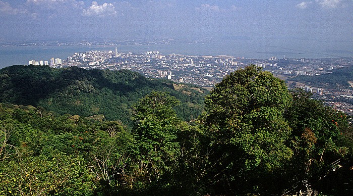 Penang Hill Blick auf George Town, South Street und Butterworth