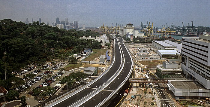 Singapur Blick aus der Cable Car Mount Faber - Sentosa Island in Richtung Osten Keppel Road Raffles Place
