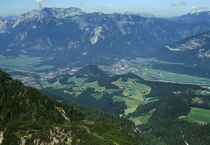 Gratlspitz Rofangebirge, davor Inntal mit links Brixlegg und rechts Kramsach