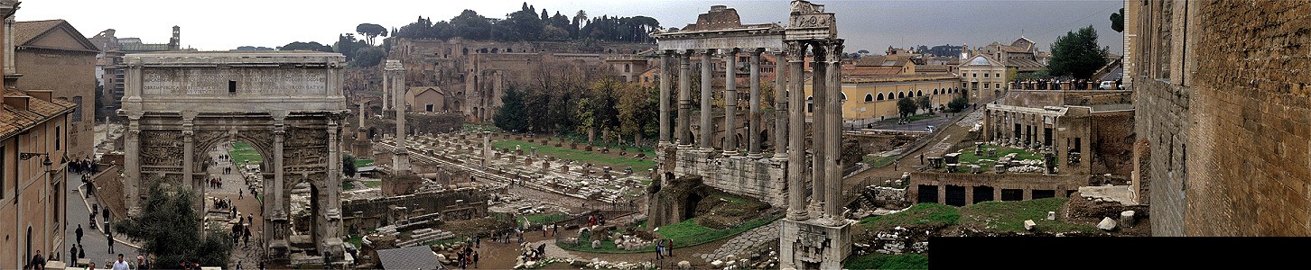 Forum Romanum Curia Iulia Kapitol Palatin Santa Maria della Consolazione Septimius-Severus-Bogen Tempel des Saturn Tempel des Vespasian
