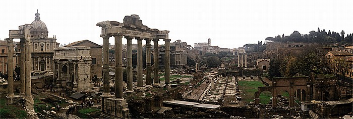 Forum Romanum Aedes Castoris Kolosseum Palatin Santa Francesca Romana Santi Luca e Martina Septimius-Severus-Bogen Tempel des Saturn Tempel des Vespasian