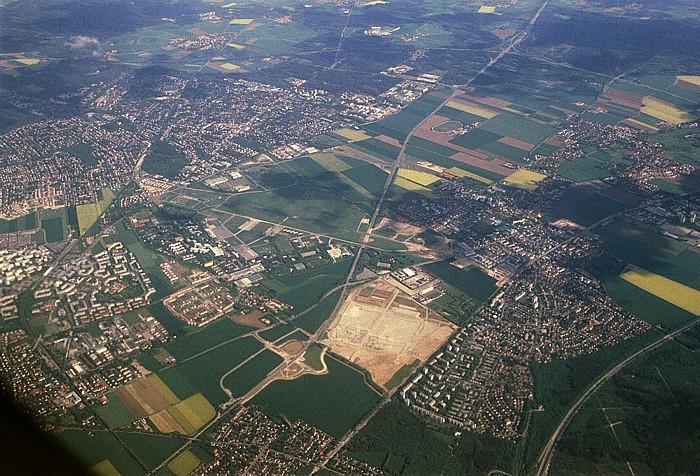 Bayern - Landkreis München Autobahnkreuz München-Süd Brunnthal Taufkirchen Unterhaching Luftbild aerial photo
