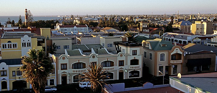 Swakopmund Blick vom Turm des Woermann-Hauses Kaiser-Wilhelm-Straße Leuchtturm