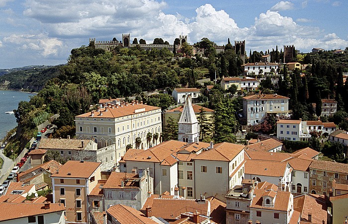 Blick vom Glockenturm der Georgskirche: Altstadt Piran