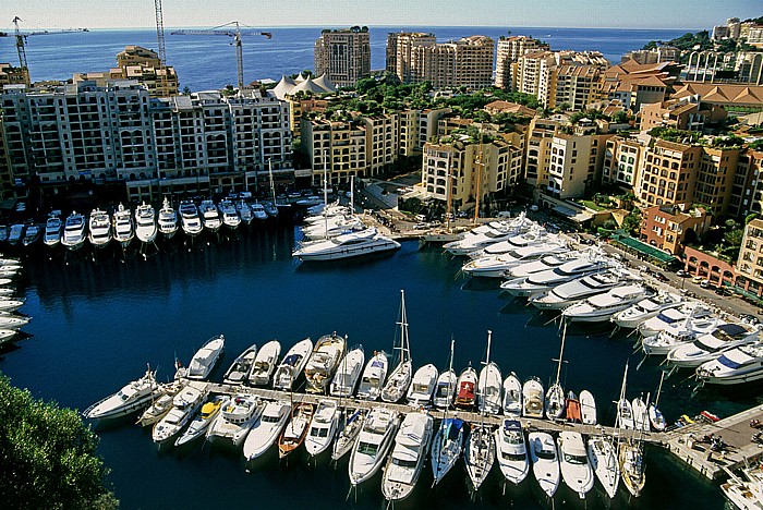 Blick vom Schlosshügel: Port de Fontvieille und Fontvieille Monaco