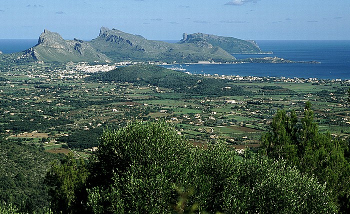 Puig de Santa Maria Blick vom Gipfel: Halbinsel Formentor, Port de Pollença und Badia de Pollença
