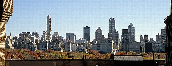 New York City Blick aus dem West Side YMCA: Central Park, dahinter Upper East Side