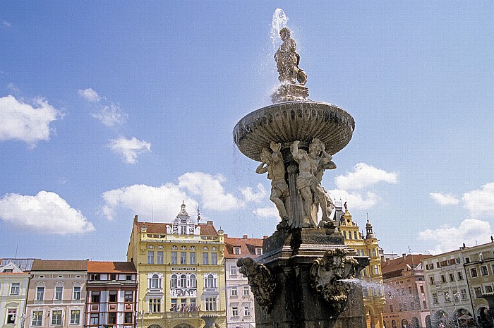 Marktplatz: Samsonbrunnen Budweis