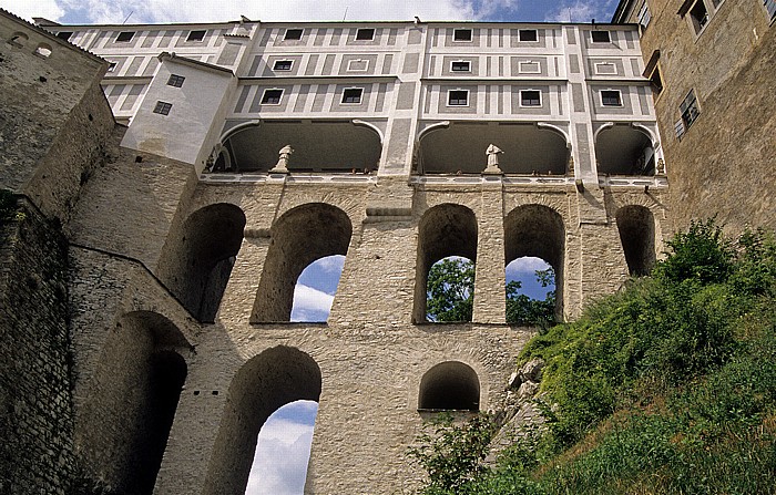 Schloss: Mantelbrücke Krumau an der Moldau