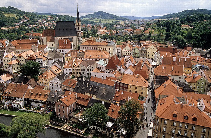 Krumau an der Moldau Blick vom Schlossturm: Altstadt Platz der Einigkeit