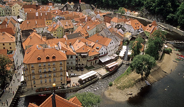 Krumau an der Moldau Blick vom Schlossturm: Altstadt, Moldau