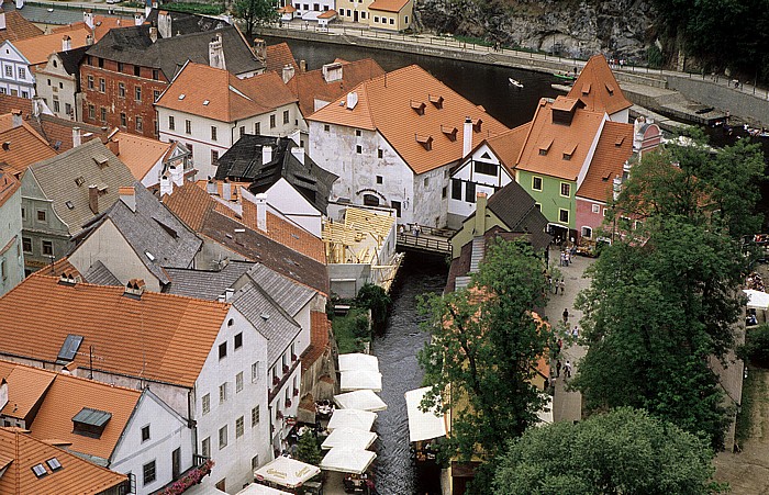 Krumau an der Moldau Blick vom Schlossturm: Altstadt, Moldau