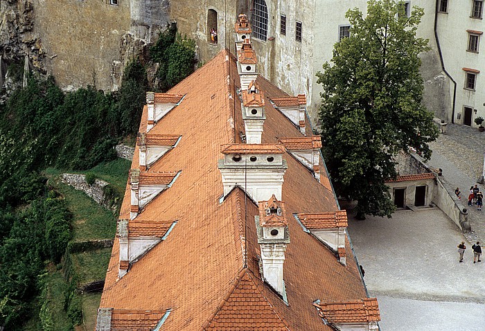 Blick vom Schlossturm: Schloss Krumau an der Moldau