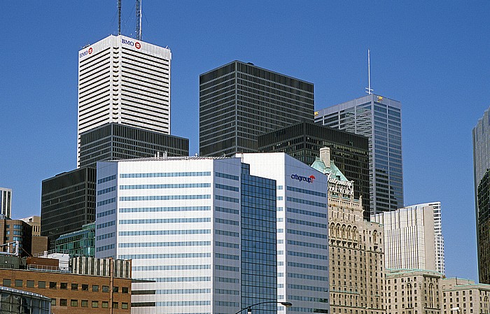 Toronto Financial District: Citigroup Building Commerce Court Fairmont Royal York Hotel First Canadian Place TD Centre Waterclub