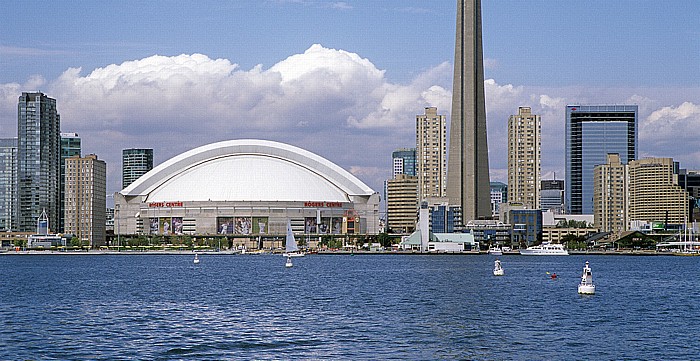 Toronto Inner Harbour, SkyDome (Rogers Centre), CN Tower, Simcoe Place (Bank of America Tower) Harbourfront Centre