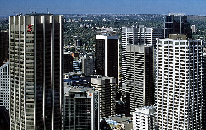 Blick aus dem Calgary Tower: Downtown Altius Centre Bow Valley Square Canterra Tower Mobil Tower Scotia Centre Shell Centre