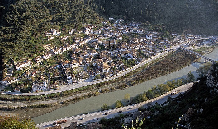 Blick von der Burg (Kalaja): Gorica und Osum Berat