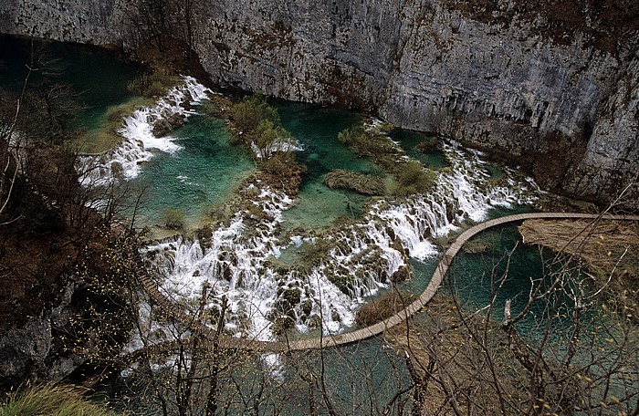 Wasserfälle zwischen Gavanovac (links) und Kaluderovac Nationalpark Plitvicer Seen