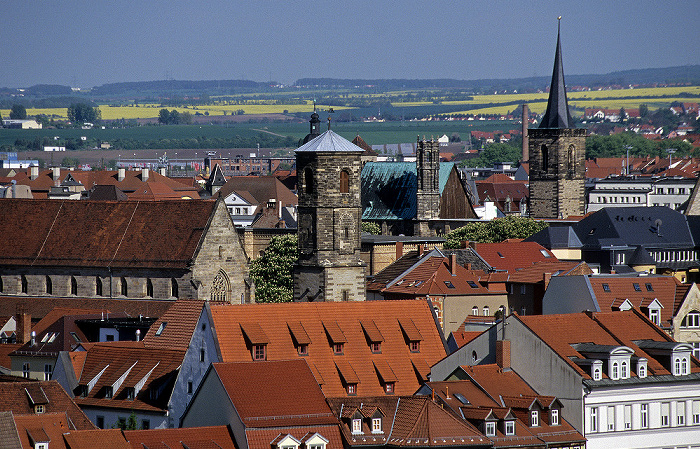 Erfurt Blick von der Zitadelle Petersberg: Predigerkirche, Barfüßerkirche (rechts)