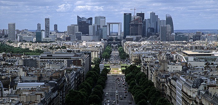 Paris Blick vom Arc de Triomphe Avenue Charles de Gaulles Grande Arche La Défense Neuilly-sur-Seine Place de la Porte Maillot