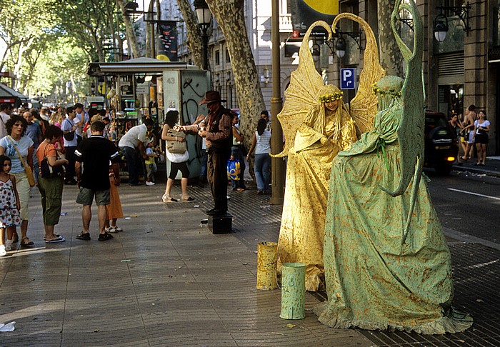 La Rambla (Rambla dels Estudis): Straßenkünstler Barcelona 2008