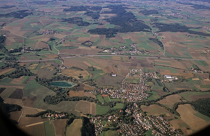 Bayern - Landkreis Freising: Autobahn A 9 München - Nürnberg Kranzberg Luftbild aerial photo