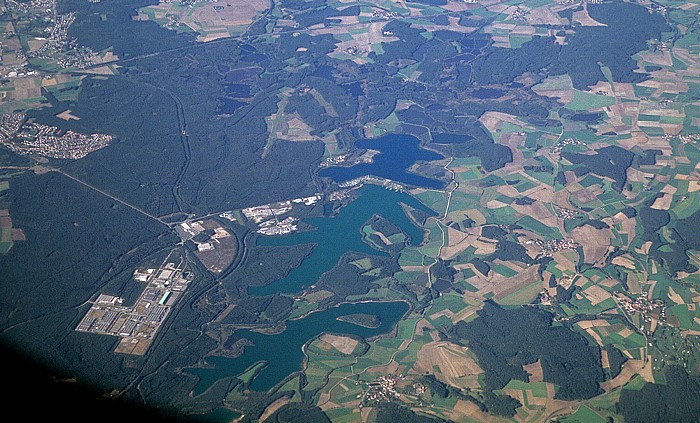 Bayern - Landkreis Schwandorf: Ehemalige Braunkohlengrubenfeld Rauberweiher / Oberpfälzer Seenland Ausee Brückelsee Murner See Wackersdorf Luftbild aerial photo