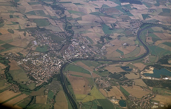 Sachsen - Landkreis Meißen: Riesa, Elbe Luftbild aerial photo