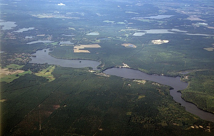 Brandenburg - Landkreis Dahme-Spreewald: Naturpark Dahme-Heideseen Hölzerner See Klein Klöriser See Motzener See Neubrück Pätzer Vordersee Schweriner See Luftbild aerial photo