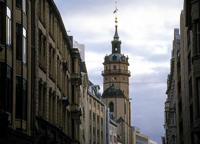 Nikolaistraße, Turm der Stadt- und Pfarrkirche St. Nikolai (Nikolaikirche) Leipzig