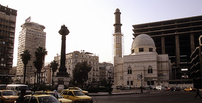 Stadtbezirk Sarudscha: Merje-Platz mit der Telegraph Column und der Saif Al-Din Yalbugha Mosque Damaskus