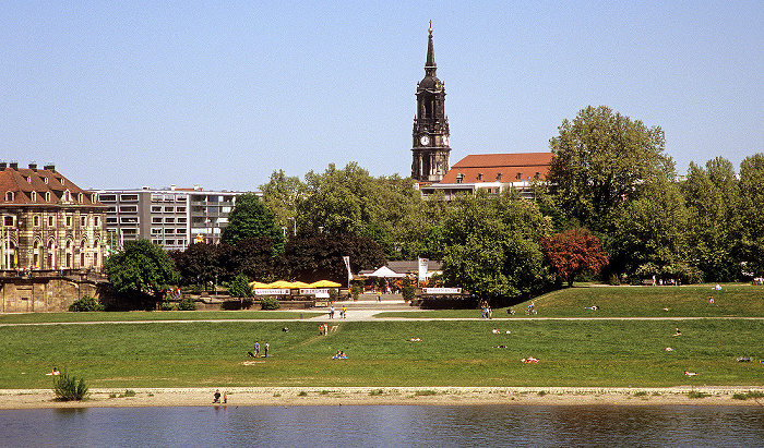 Innere Neustadt: Neustädter Elbufer, Dreikönigskirche Dresden